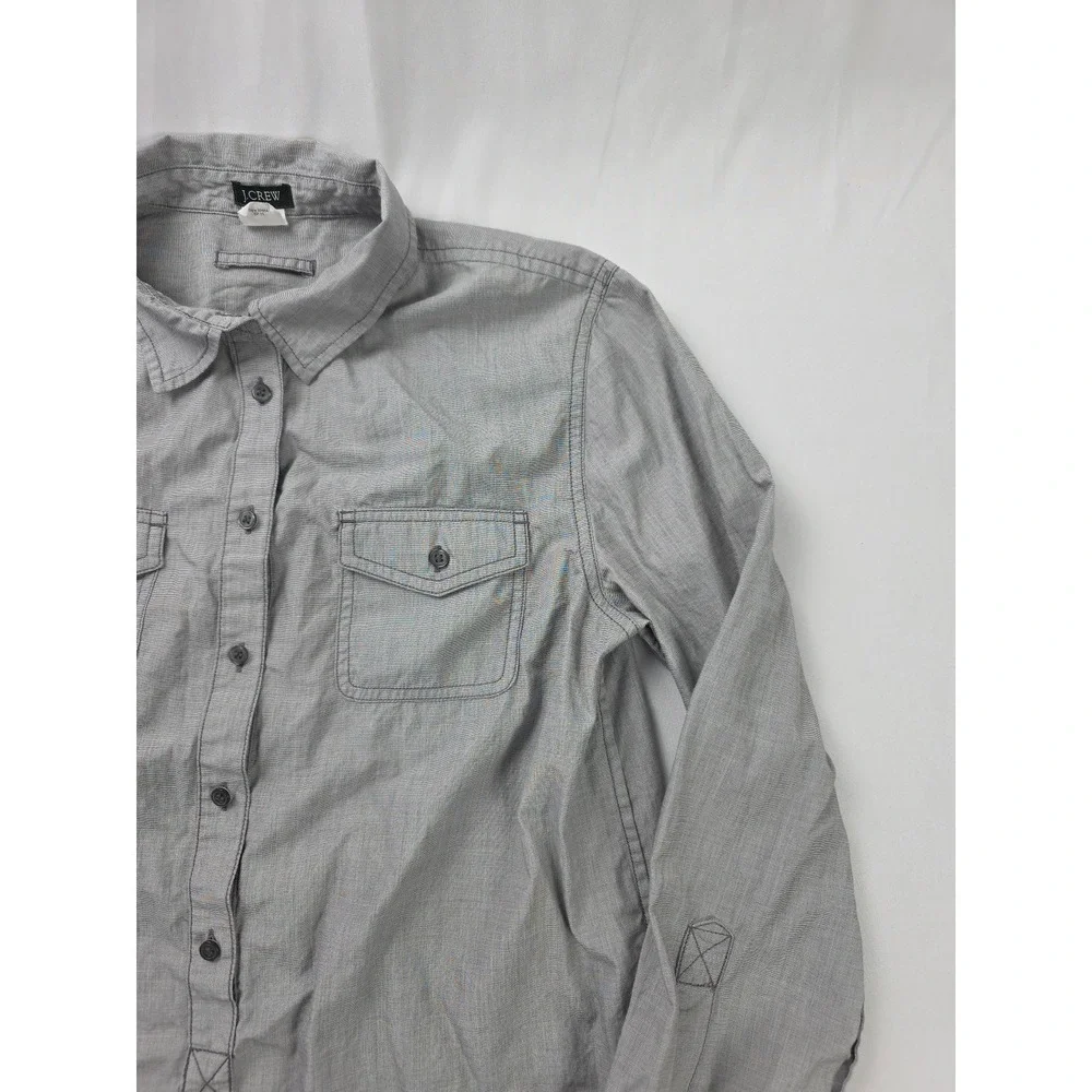 J.Crew Shirt Mens‎ Mens Gray Long Sleeve Popover Utility Cotton Style 37664